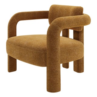 Double Arch Armchair in Camel Chenille from Insidherland For Sale