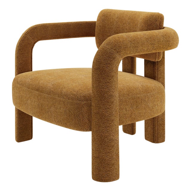 Double Arch Armchair in Camel Chenille from Insidherland For Sale
