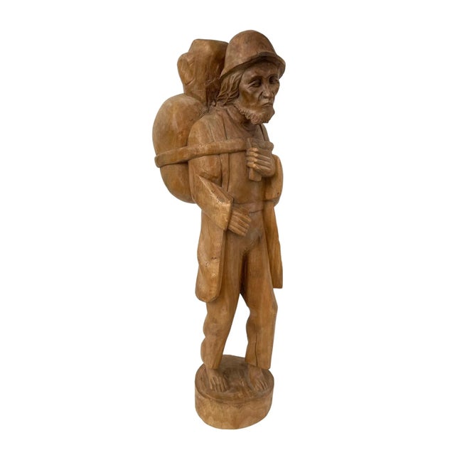 Vintage Wooden Hand-Carved Wooden Pilgrim, Beggar For Sale - Image 12 of 12