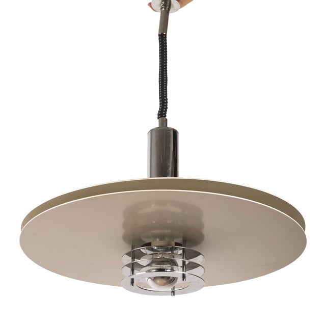 Scandinavian Space Age Hanging Lamp in Lacquered and Chromed Metal, 1970s For Sale