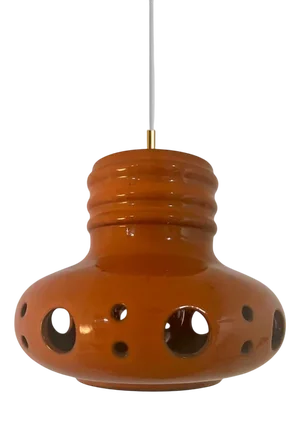 German Mixed Glazed Ceramic Pendant Light, 1970s