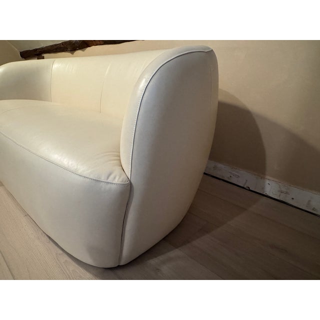 CB2 Cb2 X Goop Gwyneth Ivory Leather Loveseat For Sale - Image 4 of 10