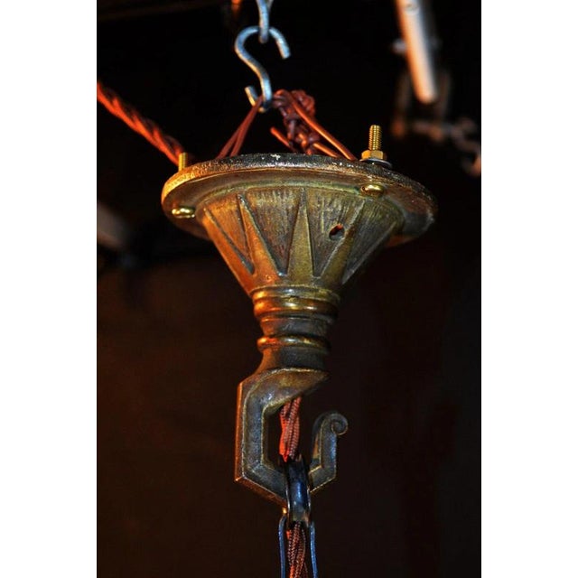 Metal Louis XVI Art Deco French Gilt Bronze Five-Light Chandelier, 1920s For Sale - Image 7 of 13