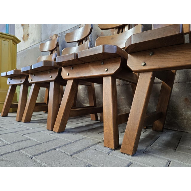 Brutalist Oak Rembrandt Chairs, 1970s, Set of 6 For Sale - Image 11 of 18