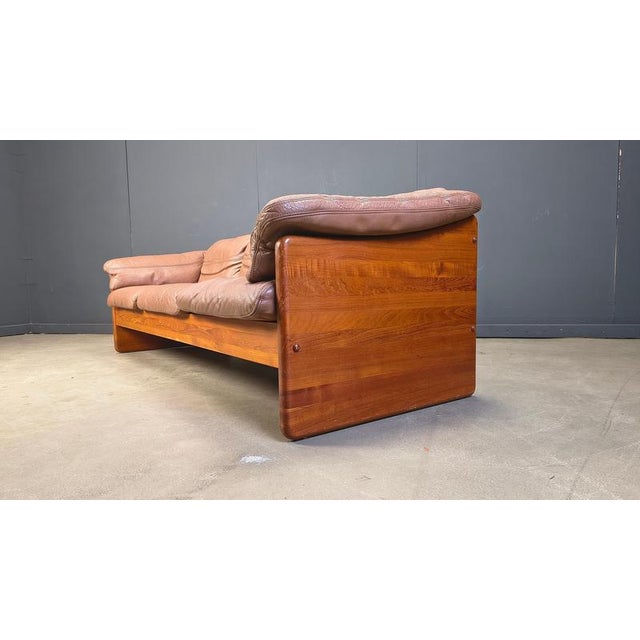 Wood Danish Leather and Teak 3-Seater Sofa from Mikael Laursen, 1970s For Sale - Image 7 of 15