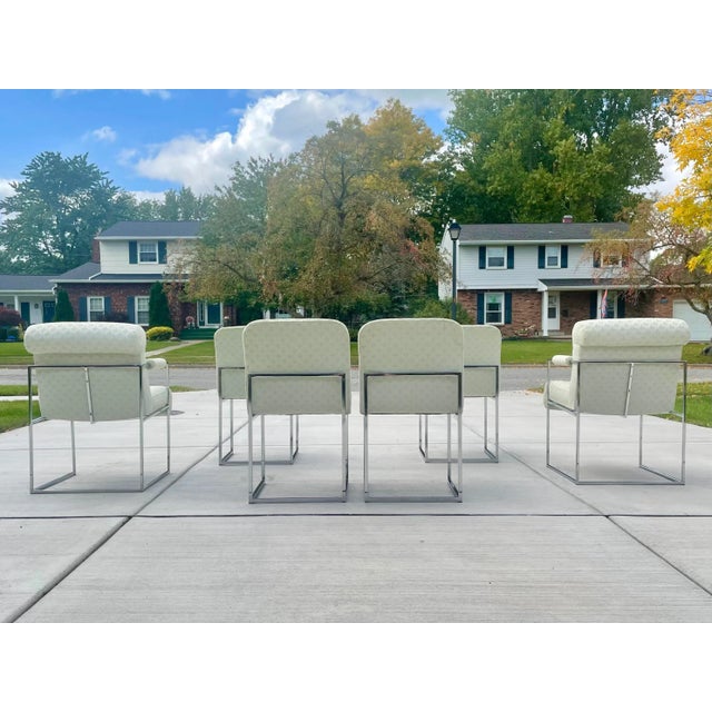 Milo Baughman "Thin Line" Style Chrome Dining Chairs - Set of 6 For Sale - Image 9 of 11
