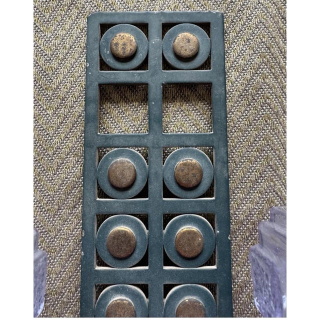 Early 20th Century Early 20th Century Art Deco Modernist Bronze Steel Amethyst Consolidated Art Glass Sconce For Sale - Image 5 of 10