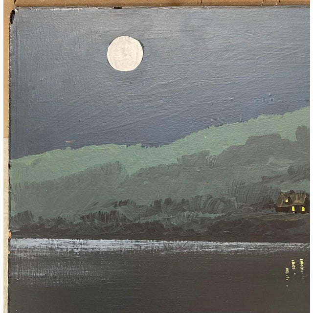 Rare Original Malcolm Wells Upper Mill 'pond Moon' Brewster Cape Cod Painting For Sale - Image 4 of 11