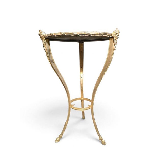 French Gilt Bronze Guéridon Table with Marble Top, 1920 For Sale - Image 3 of 12