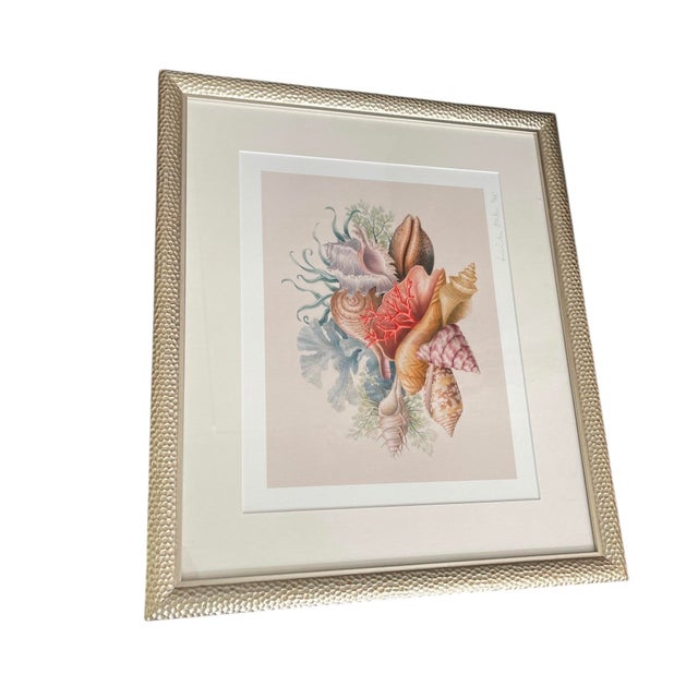 Framed Coastal Seashell Bouquet Watercolor Art Print For Sale - Image 4 of 12