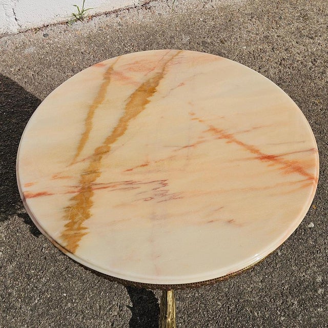 Brown Vintage French Marble and Brass Coffee Table, 1969 For Sale - Image 8 of 15