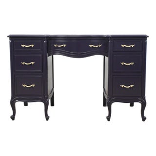 Drexel French Louis XV Dark Plum Desk With Cabriole Legs | Newly Refinished For Sale