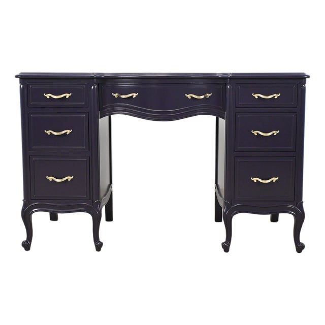 Drexel French Louis XV Dark Plum Desk With Cabriole Legs | Newly Refinished For Sale