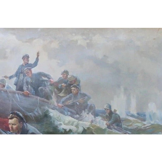 Campaign Soviet Battle Oil Painting, Ukrainian Artist, 1970s 140-210 For Sale - Image 3 of 6