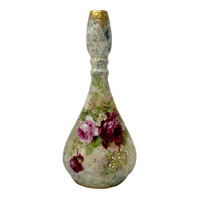 Antique Ernst Wahliss Ew Turn Vienna Roses Porcelain Vase, 8" For Sale