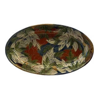 1990s Large Scale Quebec Contemporary Majolica Decorative Platter – Attributed to Lucie Ricard For Sale