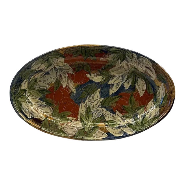 1990s Large Scale Quebec Contemporary Majolica Decorative Platter – Attributed to Lucie Ricard For Sale