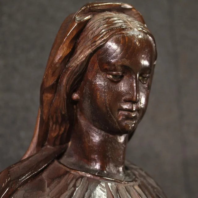 French wooden sculpture from the mid-19th century. Work carved in pear wood (dark mahogany-coloured patination) depicting...