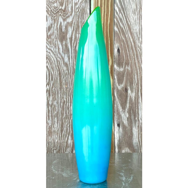Mid 20th Century Vintage Boho Signed Art Glass Vase For Sale - Image 5 of 6