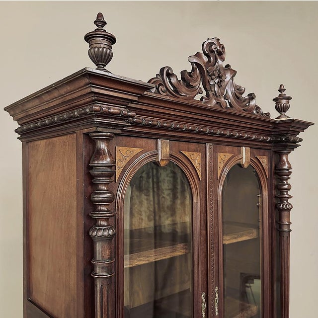 19th Century French Napoleon III Period Neoclassical Mahogany Bookcase ~ Bibliotheque For Sale - Image 12 of 18
