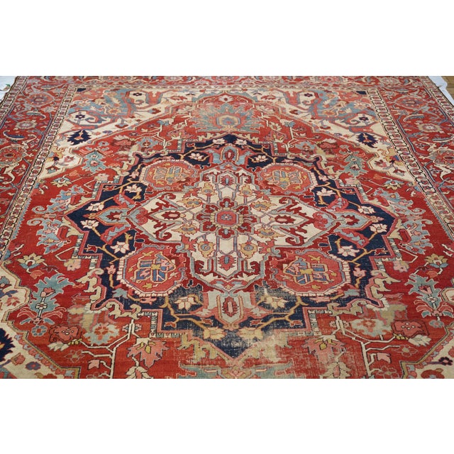 Antique Persian Serapi Rug 9’7” X 12’4” For Sale In New York - Image 6 of 7