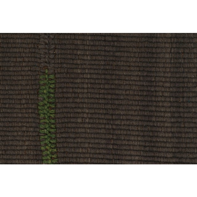 Rug & Kilim’s Contemporary Kilim in Rich Brown Stripes, Panel Woven Style For Sale In New York - Image 6 of 8