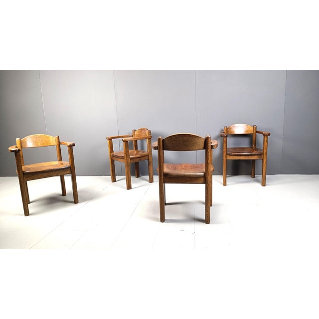 Vintage Belgian Wooden Armchairs, 1970s, Set of 4 For Sale - Image 4 of 10