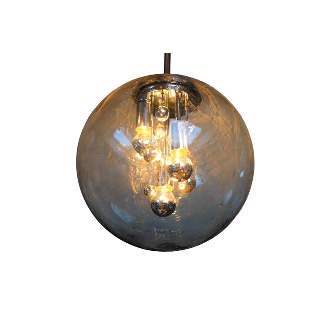 Vintage Smoked Glass Bubble Globe Pendant Light from Doria Leuchten, 1970s, in Very Good conditions. Designed 1970 to 1979...