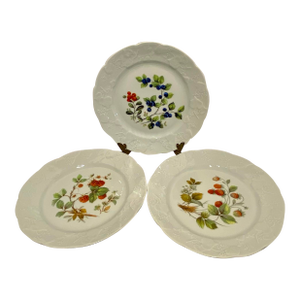 1980s Dansk Lierre Lauvage Porcelain Fruit Plates- Set of 3
