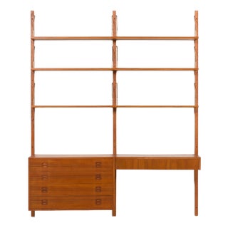 Vintage Danish Teak Wall Unit with a Desk, 1960s For Sale