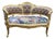 1970s French Louis XVI Gold Beech Brown Velvet Settee 1pc For Sale