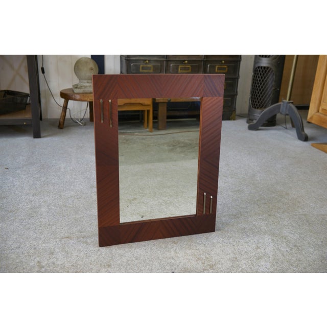 Mid-Century Modern Modern Mahogany Veneer Mirror, 1950s For Sale - Image 3 of 8