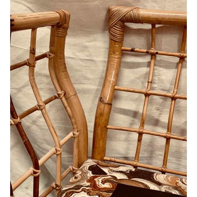 Rare Vintage 1980s Rattan and Bamboo Loveseat Sofa in the Style of Gervasoni With Original Upholstery For Sale In San Antonio - Image 6 of 12