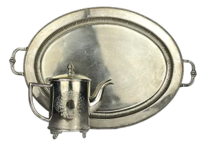 Vintage Silver Plated Teapot and Tray by Royal Sheffield, England, 1950s, Set of 2