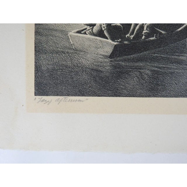 American Vintage 1943 Hannes Bok Lazy Afternoon Lithograph For Sale - Image 3 of 6