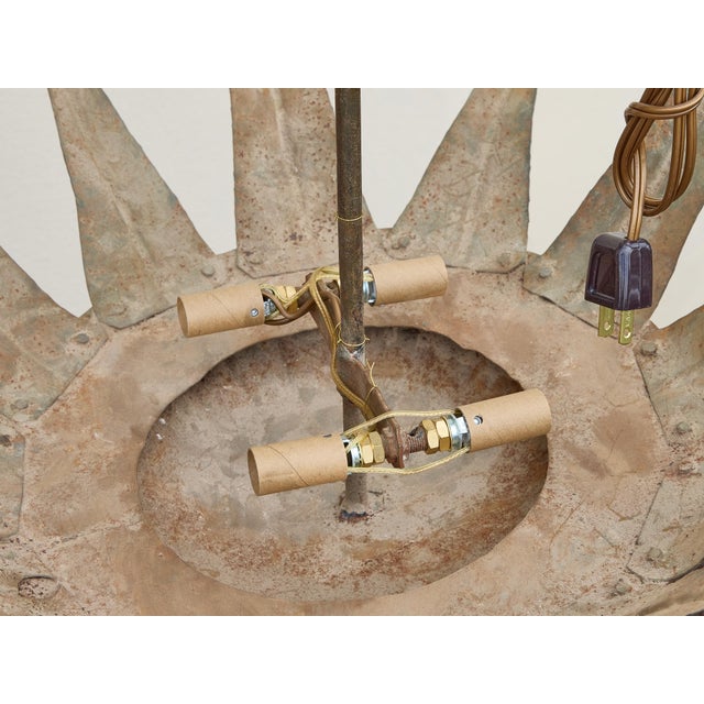 Mid 20th Century Mid Century Modern Spanish Gilt Metal Sunburst Crown Chandelier with Four Lights For Sale - Image 4 of 9
