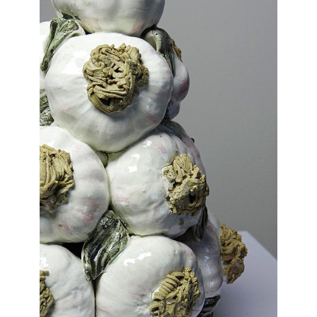 Vintage Trompe-Lœil Pyramid of Garlic in Glazed Ceramic, 1960s For Sale - Image 13 of 16