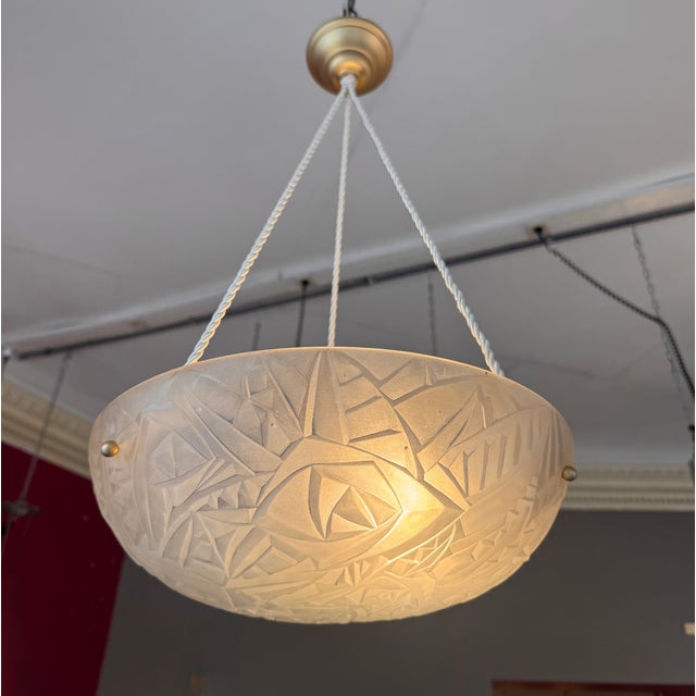 Art Deco Pendant Lights with Electrified Cords from Verrerie D'art Degué, 1930s, Set of 2 For Sale - Image 12 of 18