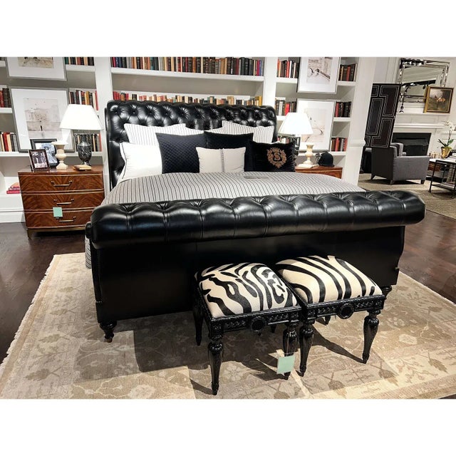 2020s French Louis XVI Black Carved Zebra Vanity Stool For Sale - Image 5 of 6