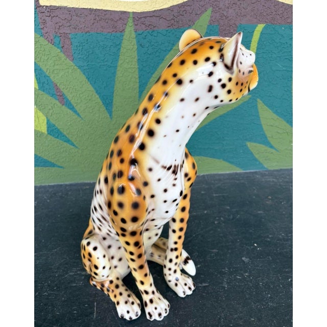 Mid 20th Century Italian Hand-Painted Ceramic Cheetah For Sale - Image 5 of 11