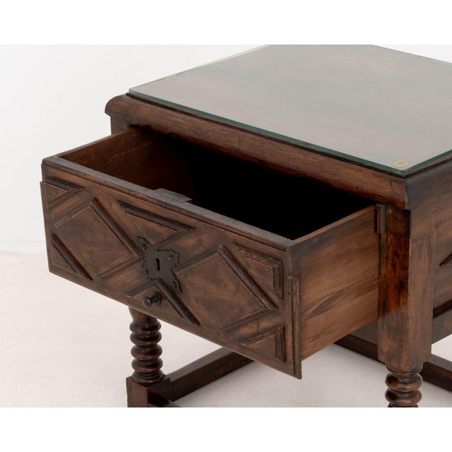 Wood Spanish Baroque Style Walnut Side Table, 19th Century For Sale - Image 7 of 9