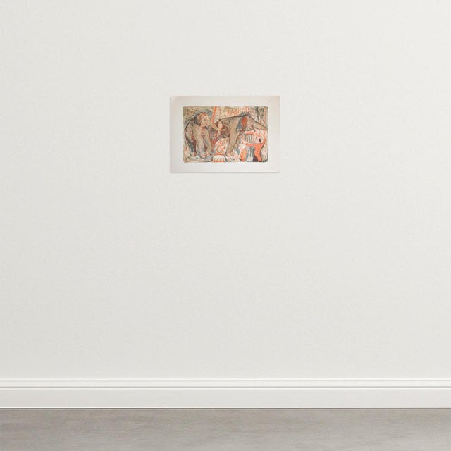 Circus Elephants, 1950s, Lithograph, in Good conditions. Designed 1950 to 1959