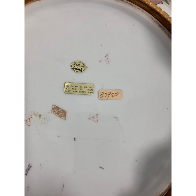 White 1940s Famille Rose Porcelain and Ormolu Centerpiece Plate For Sale - Image 8 of 8