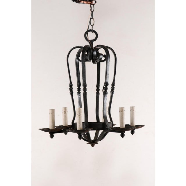 Mid 20th Century French Hand-Forged Chandelier For Sale In Atlanta - Image 6 of 9