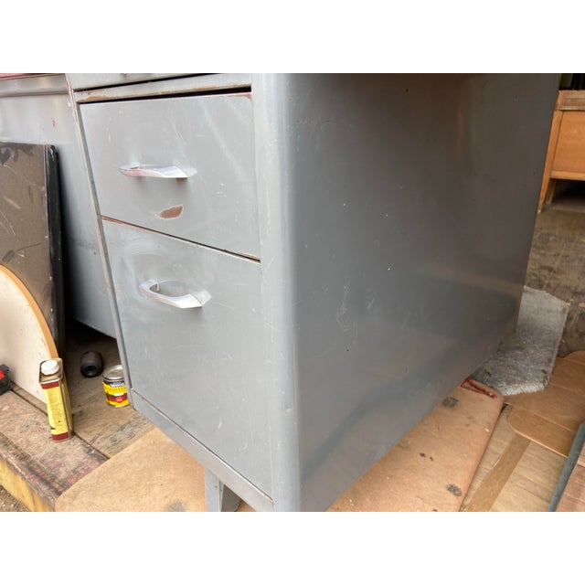 Dark Gray 1960s Vintage Mid Century Modern Metal Tanker Desk For Sale - Image 8 of 12