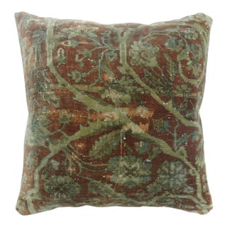 Antique Distressed Mohtasham Persian Kashan Rug Pillow For Sale