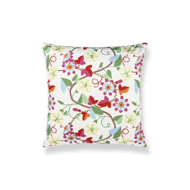 Contemporary The House Of Scalamandré Morning Glory Square Pillow In Primary For Sale - Image 3 of 3