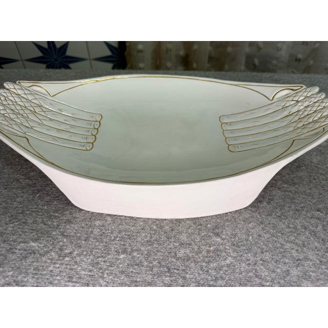Early 20th Century Antique Austria Art Nouveau Porcelain Asparagus Serving Dish Platter For Sale - Image 5 of 11