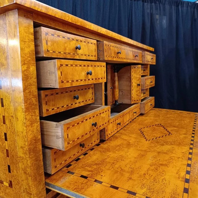 Wood Antique Secretary in Birch, 1880s For Sale - Image 7 of 11