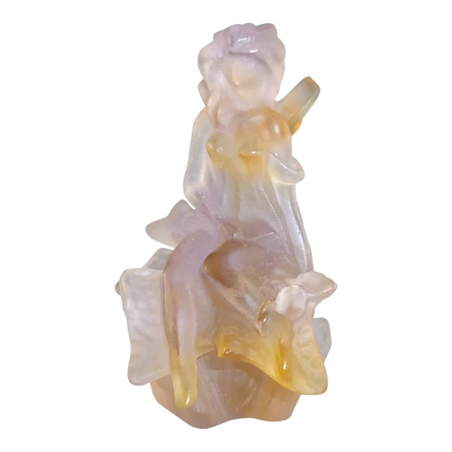 Daum France “Fée Iris” Pâte De Verre Crystal Fairy Sculpture, Signed Art Glass Figurine For Sale